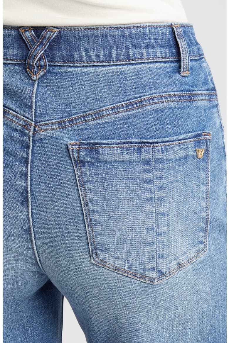 'Ab'Solution Raw Hem Wide Leg Jeans, Alternate, color, MID BLUE