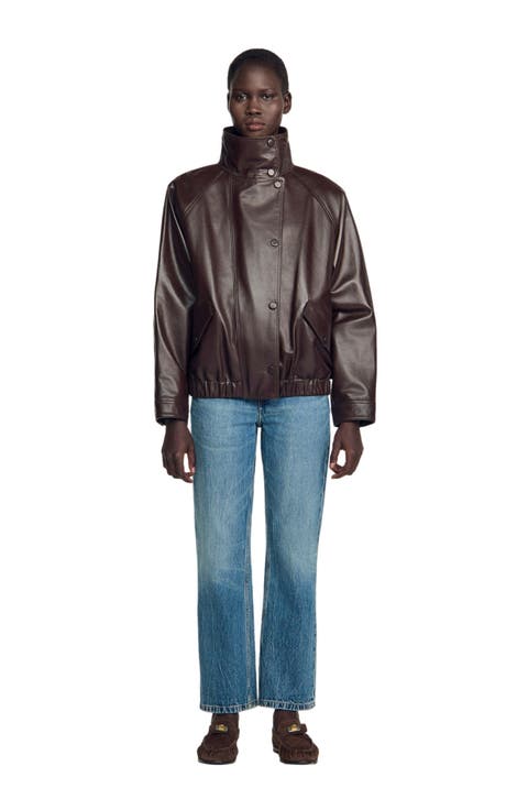 Oversized leather jacket