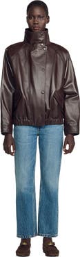 SANDRO Oversized leather jacket