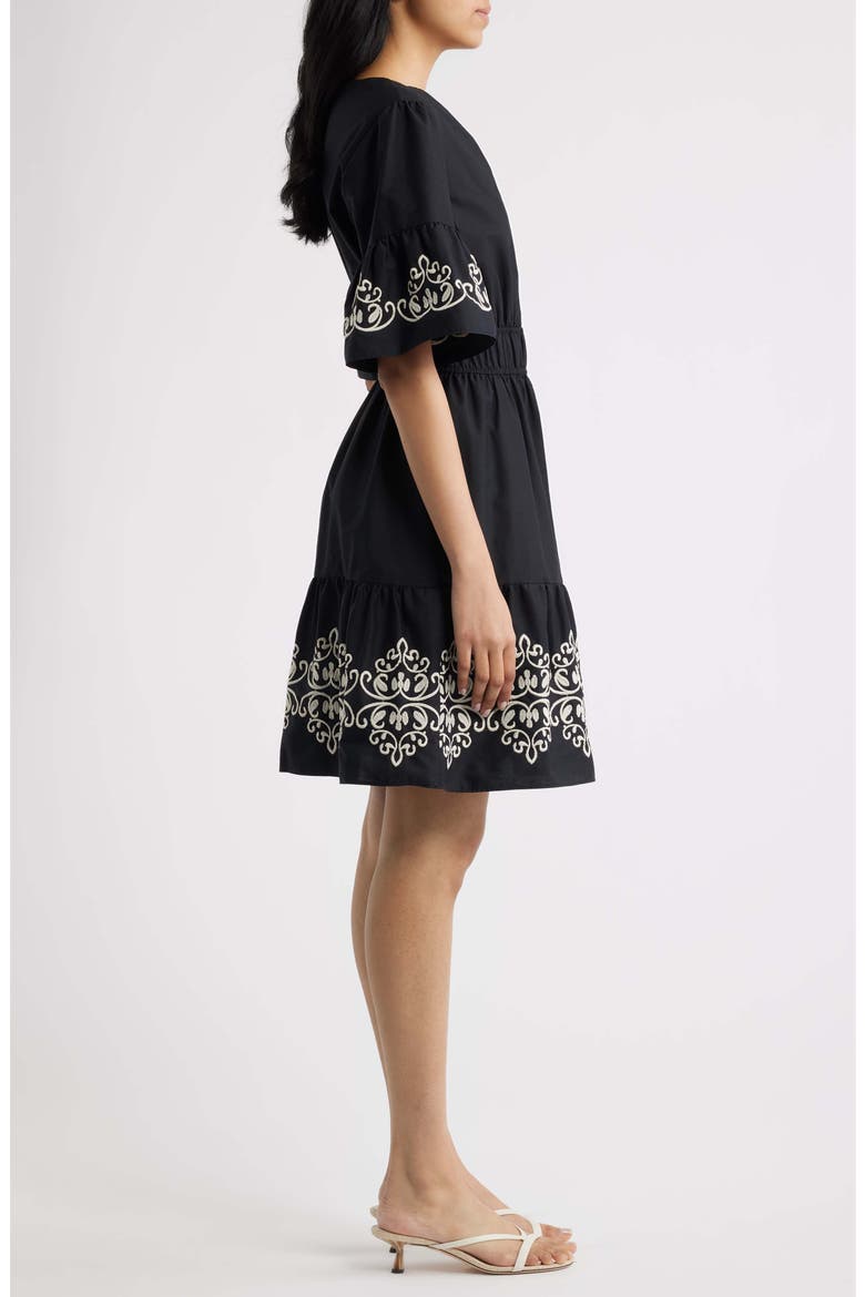Ruffle Cotton Dress, Alternate, color, BLACK