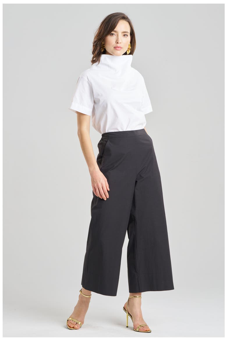 Techno Poplin Cropped Pants With Embroidery, Main, color, BLACK