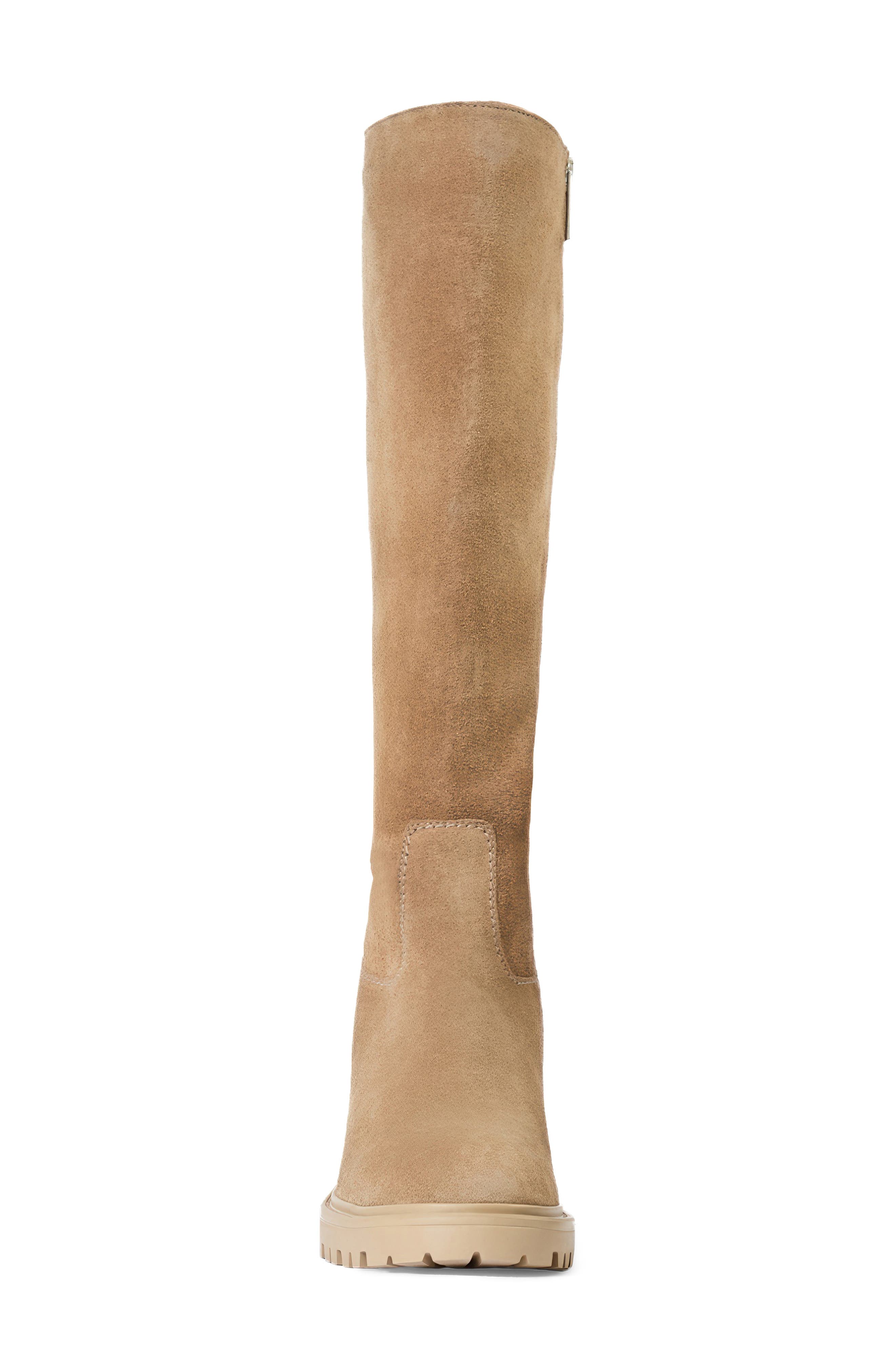 Delilah Knee High Leather Boot, Alternate, color, CHAMPAGNE SUEDE