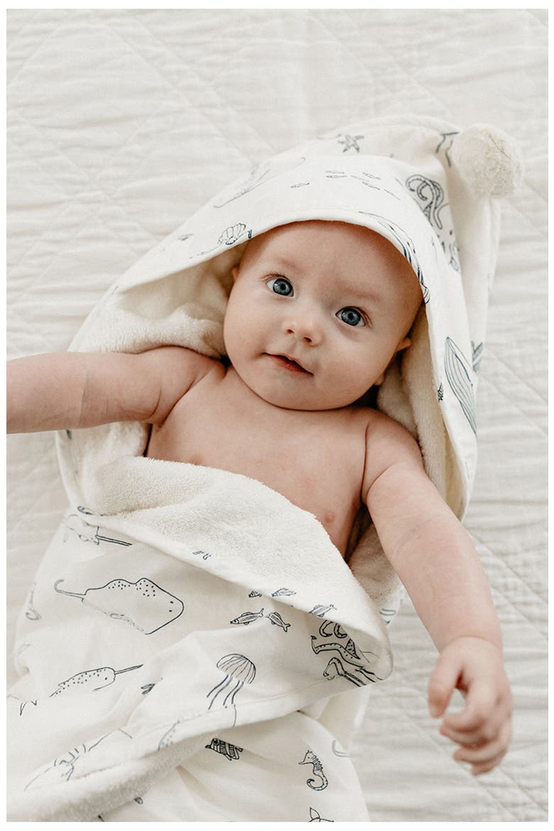Organic Cotton Hooded Towel, Alternate, color, LIFE AQUATIC