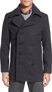 Schott NYC Slim Fit Wool Blend Peacoat