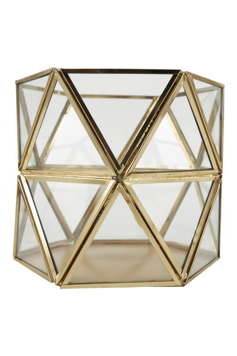 Set of 3 Modern Metal Lantern Candle Holders, Alternate, color, GOLD