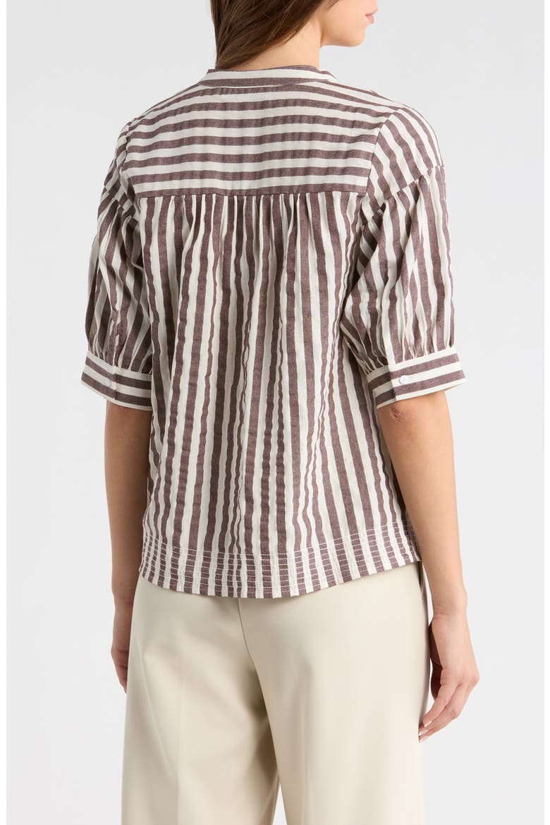 Catana Stripe Split Neck Top, Alternate, color, TAN-WHITE