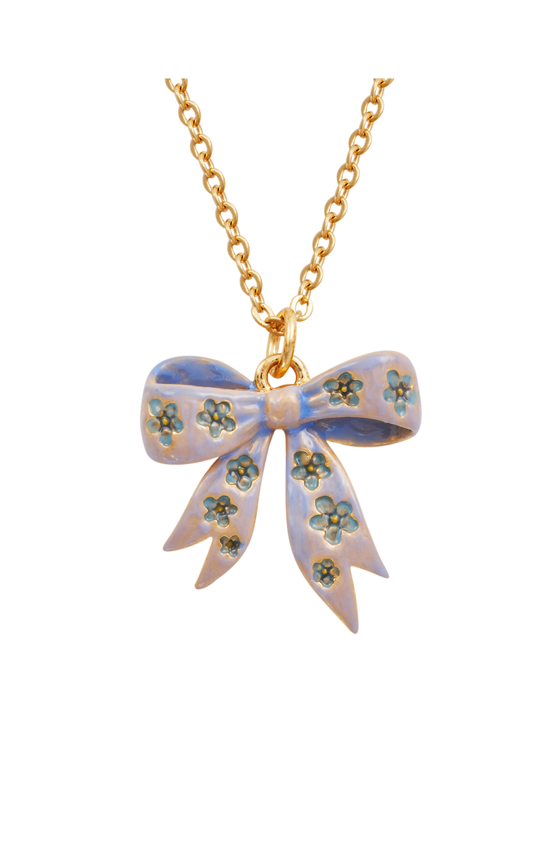 Fable England Forget Me Not Bow Pendant Necklace, Alternate, color, Gold