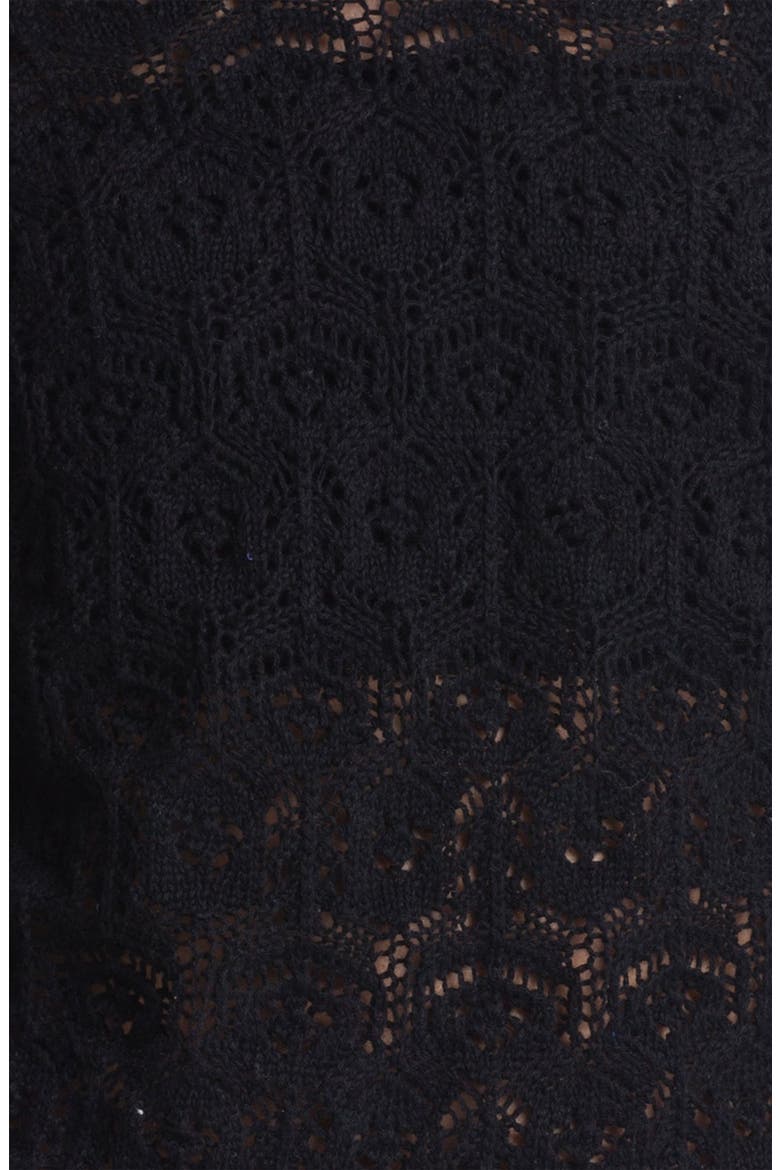 Frenchi® Mix Knit Crochet Sweater, Alternate, color, BLACK