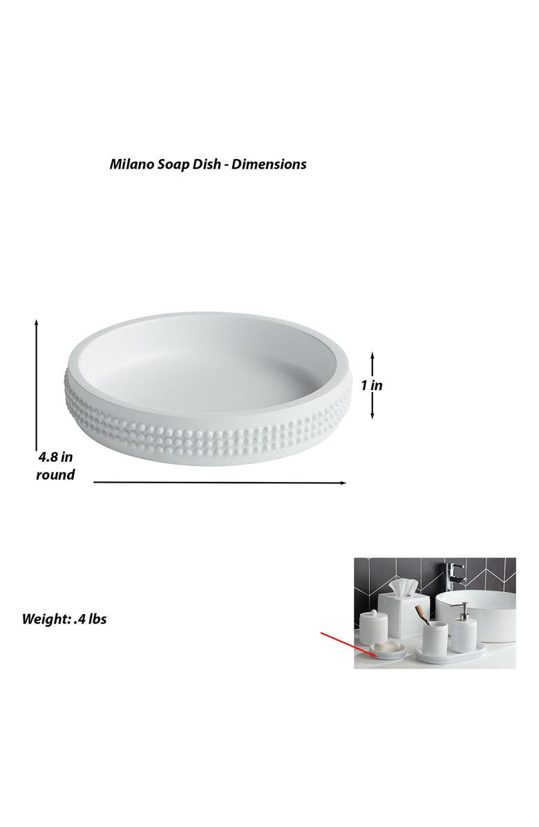 ROSELLI TRADING COMPANY Modern Round Soap Dish, Alternate, color, White