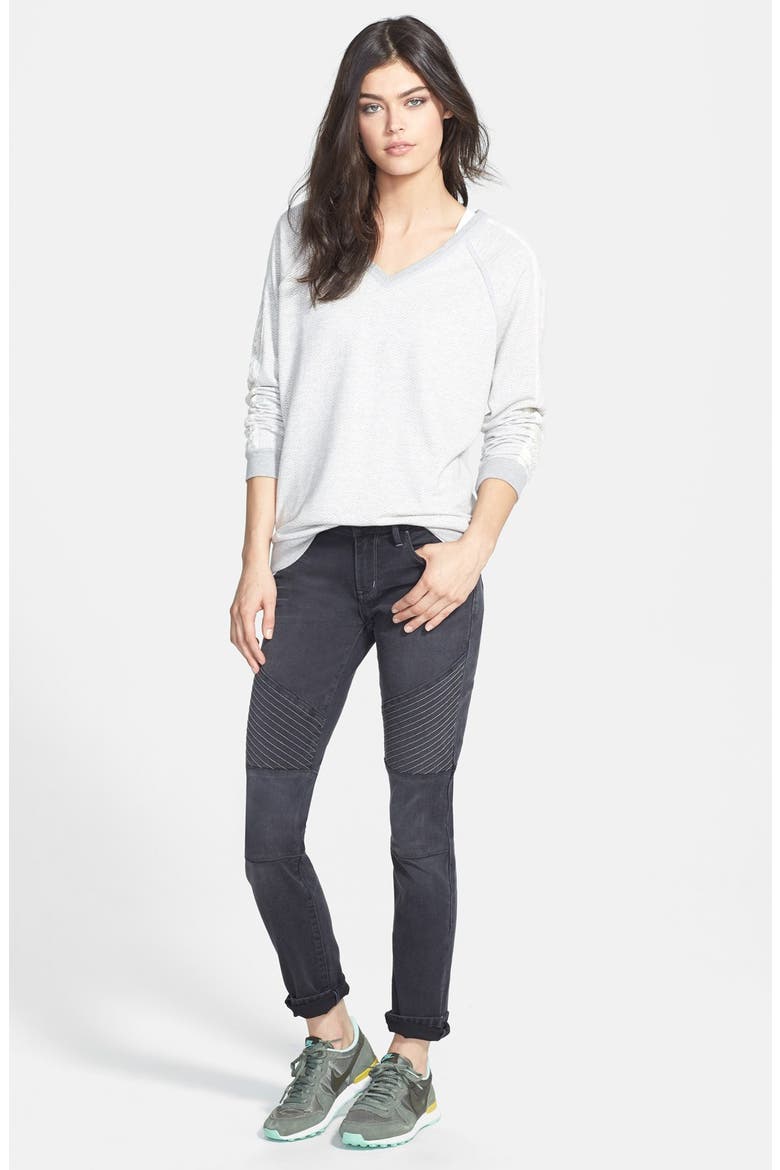 Treasure&Bond Moto Jeans, Alternate, color, WASHED BLACK