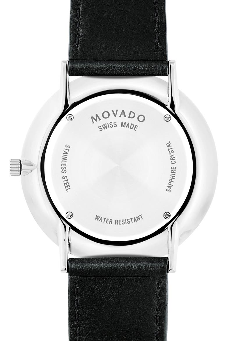 'Ultra Slim' Leather Strap Watch, 40mm, Alternate, color, BLACK/ BLACK