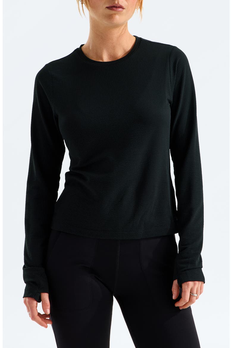 Golden Ridge LightRange Ribbed Performance Long Sleeve Tee, Main, color, TNF BLACK