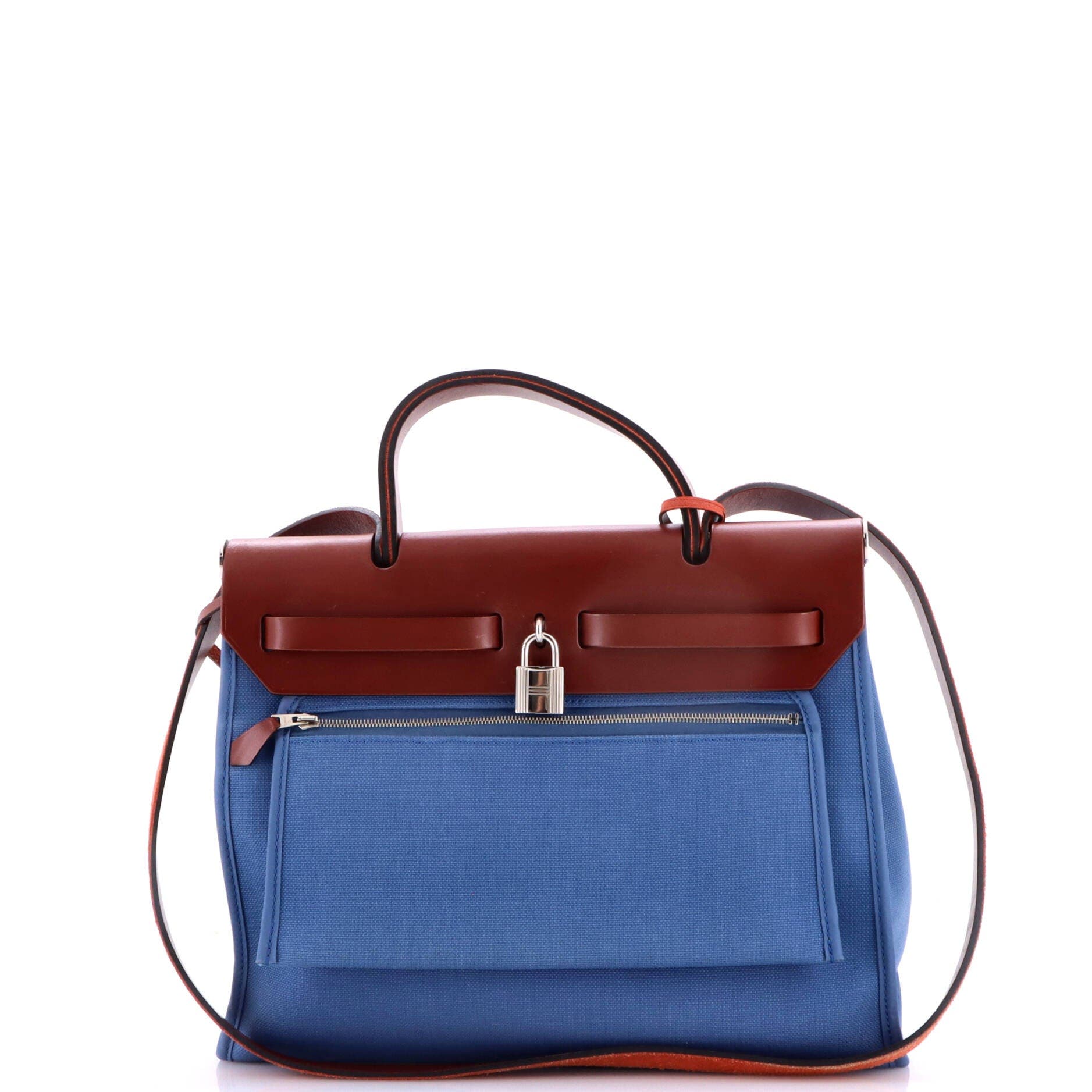 Herbag Zip Leather and Toile 31, Alternate, color, Blue