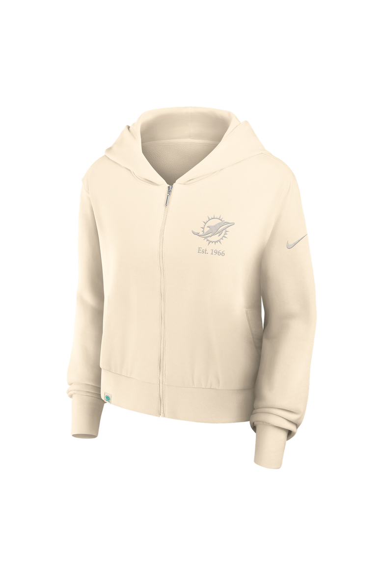 Women's Nike Natural Miami Dolphins Established Date Full-Zip Hoodie, Alternate, color, Natural
