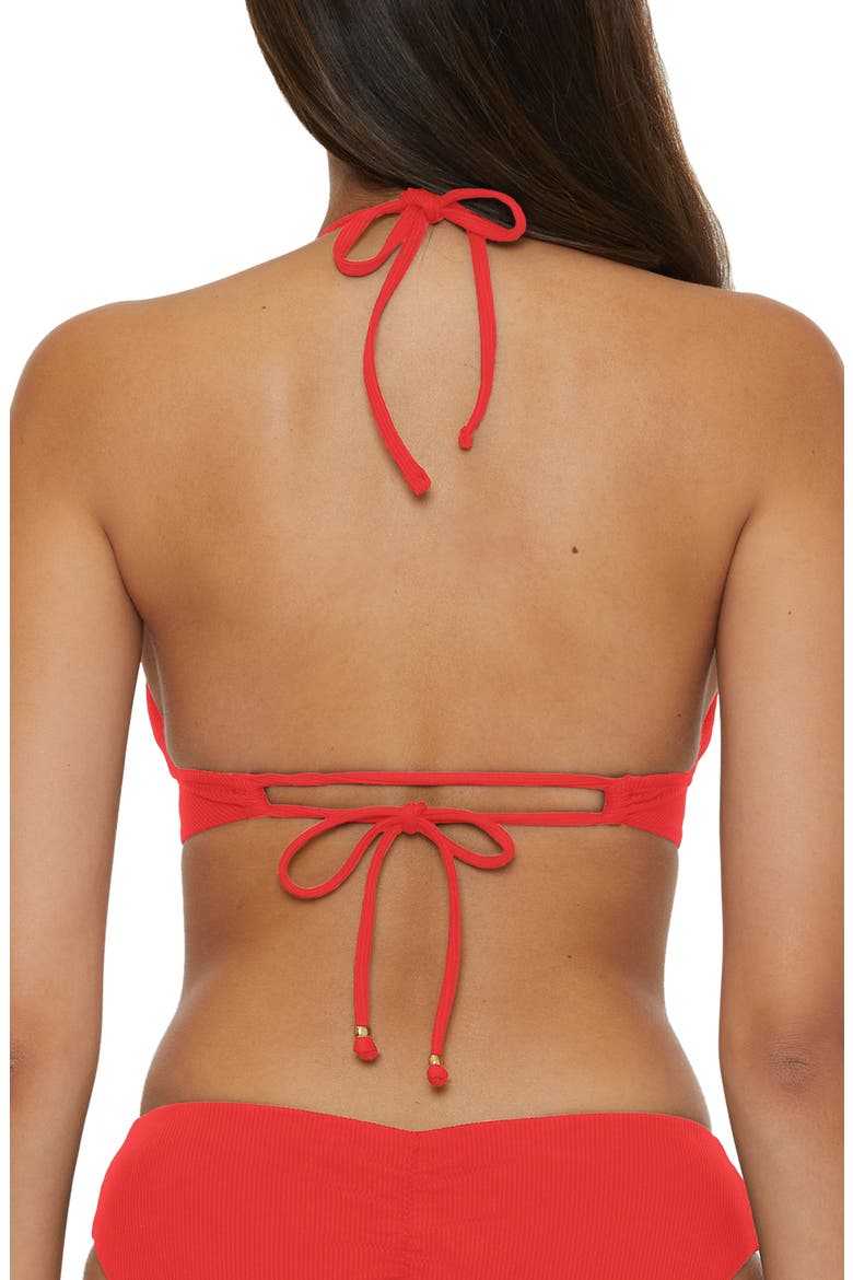 Modern Edge Halter Bikini Top, Alternate, color, FIRE