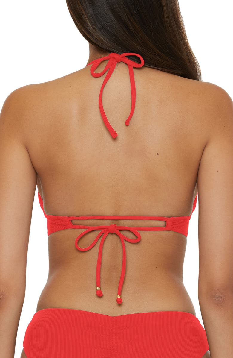 Becca Modern Edge Halter Bikini Top, Alternate, color, Fire