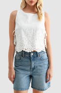 All in Favor Eyelet Embroidered Side Tie Cotton Tank