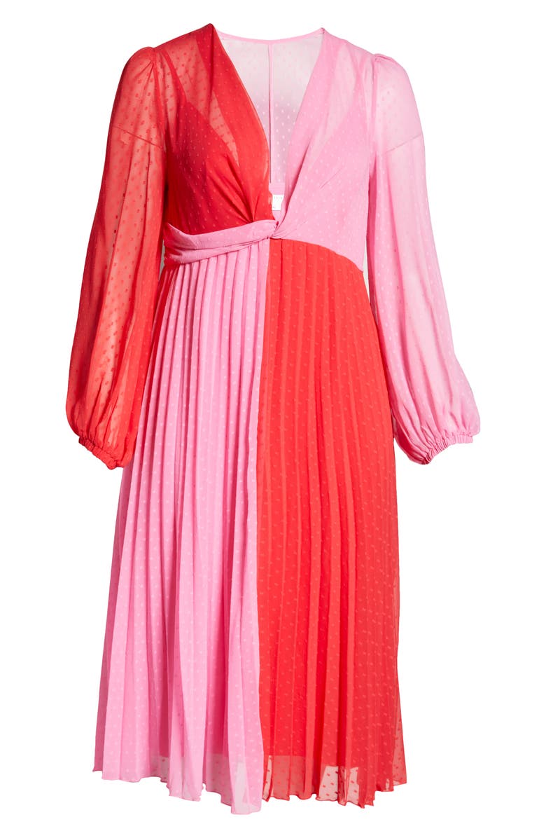 ASOS DESIGN Curve Colorblock Long Sleeve Midi Dress, Alternate, color,