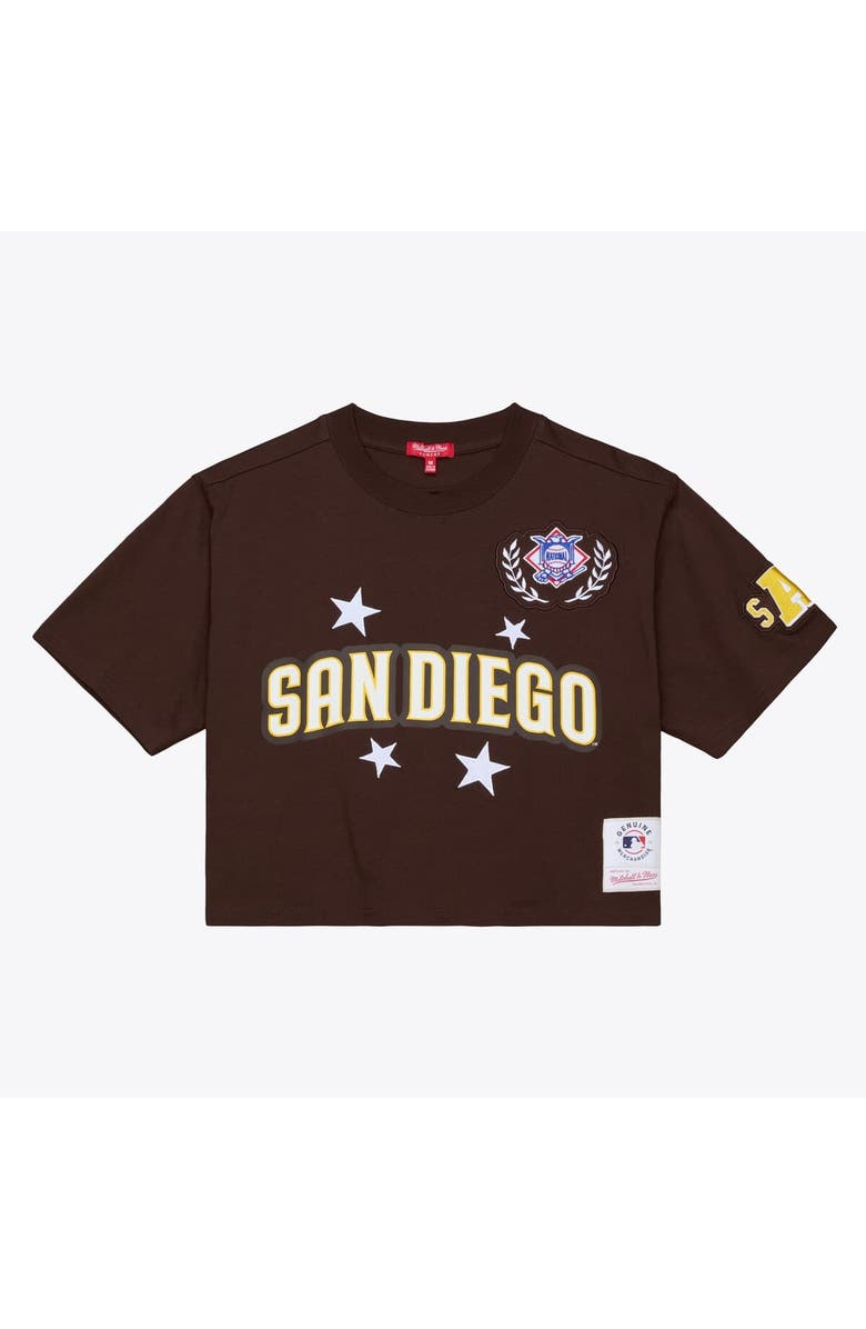 Mitchell & Ness Women's Mitchell & Ness Brown San Diego Padres Pep Rally Cropped Boxy T-Shirt, Main, color, Brown