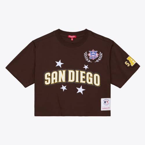 Mitchell & Ness Brown San Diego Padres Pep Rally Cropped Boxy T-shirt