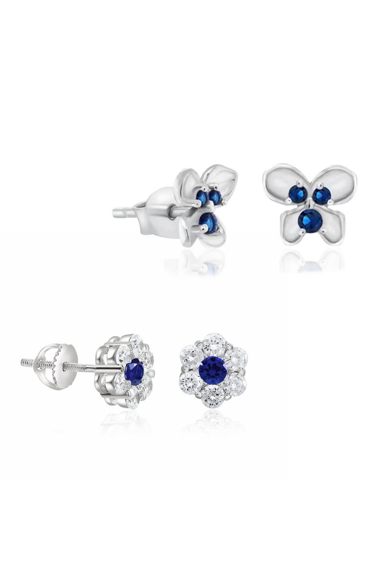 Donatello Gian Sterling Silver Blue Floral Studs Set, Main, color, Blue