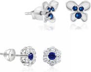 Donatello Gian Sterling Silver Blue Floral Studs Set