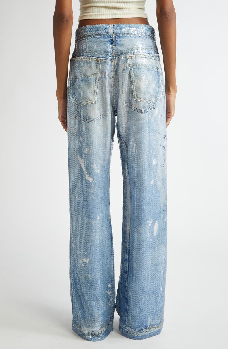 Acne Studios Paypa Sequin Trompe l'Oeil Georgette Wide Leg Pants, Alternate, color, 