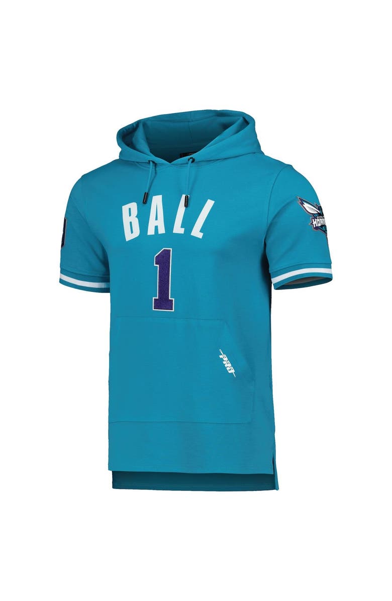 PRO STANDARD Men's Pro Standard LaMelo Ball Teal Charlotte Hornets Name & Number Short Sleeve Pullover Hoodie, Alternate, color, Teal