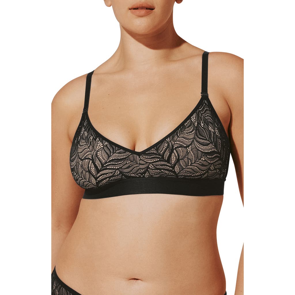 Thirdlove Feather Lace Triangle Bralette In Black