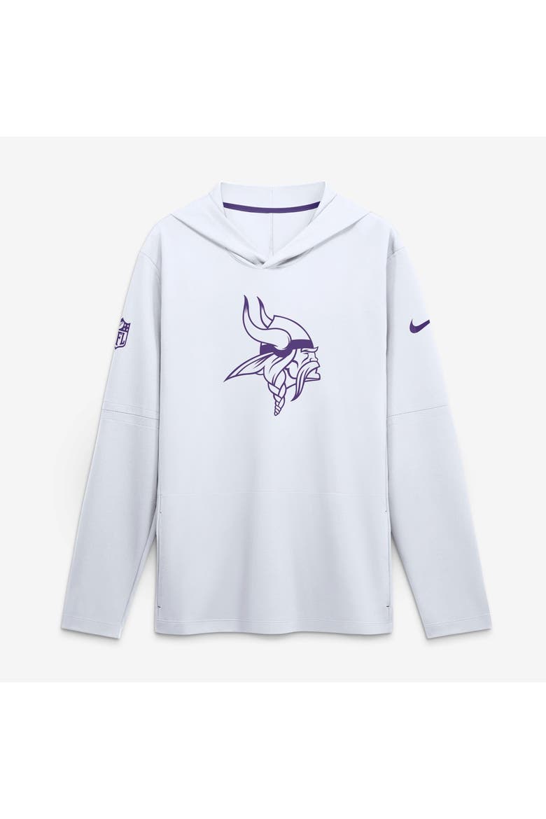 Men's Nike White Minnesota Vikings Sideline Alternate Lightweight Long Sleeve Hooded Dri-FIT T-Shirt, Main, color, White