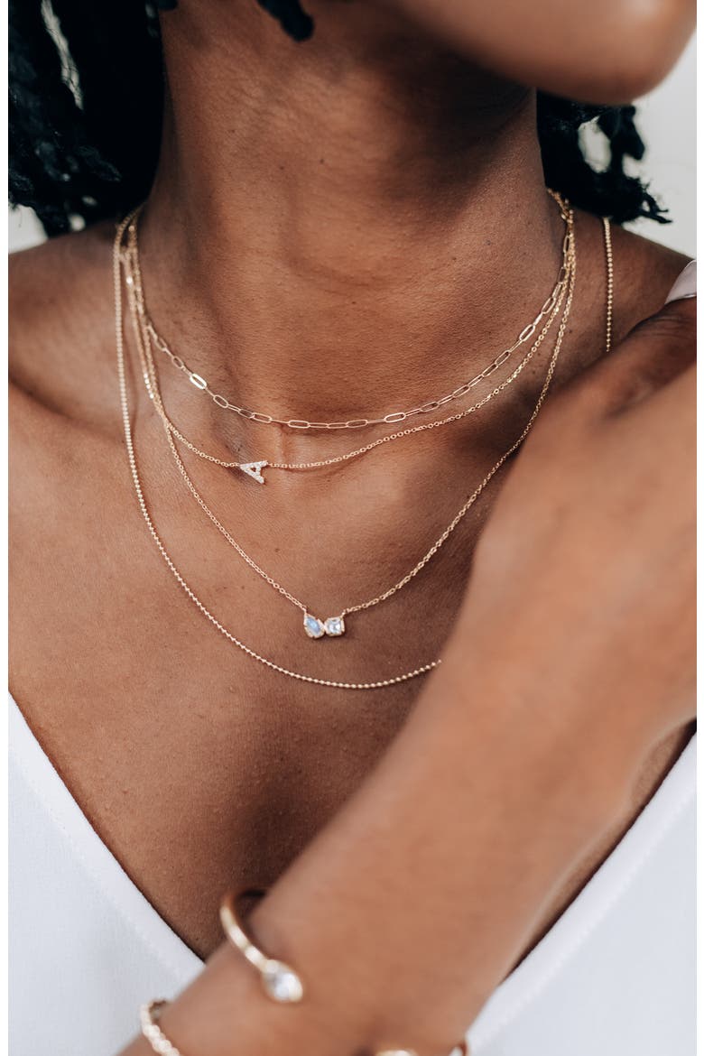 Mini Paper Clip Chain Necklace, Alternate, color, GOLD