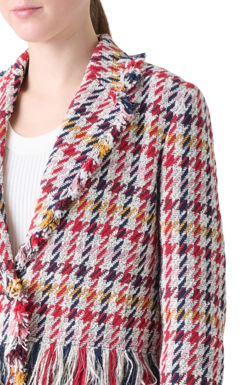Akris Punto Cropped Checked Tweed Jacket With Maxi Fringe