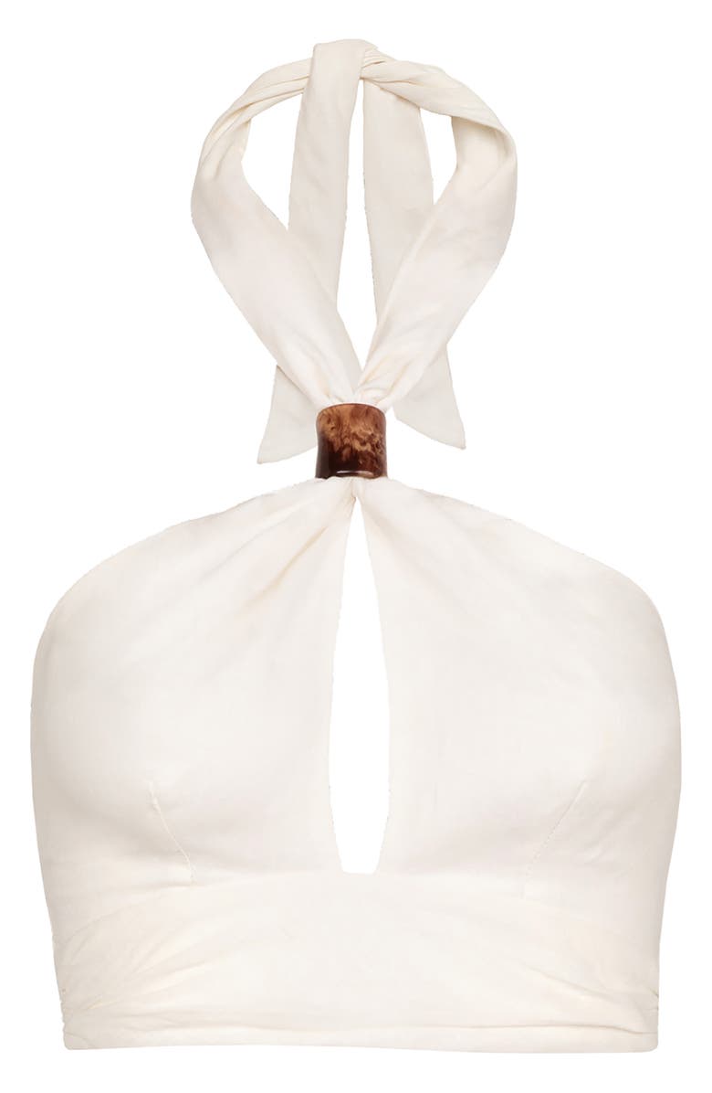 ViX Paula Hermanny Luna Linen Blend Cover-Up Top, Alternate, color, Off White