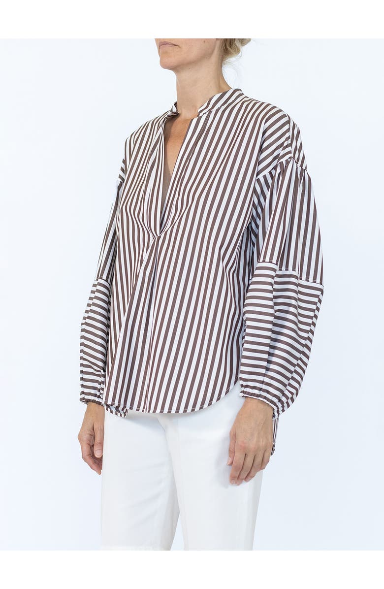 Callas Milano Keaton Shirt with lantern sleeves Stripe, Alternate, color, Brown/White