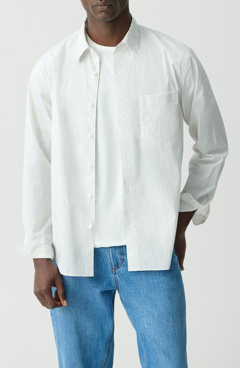 Weekend Stripe Cotton Button-Up Shirt