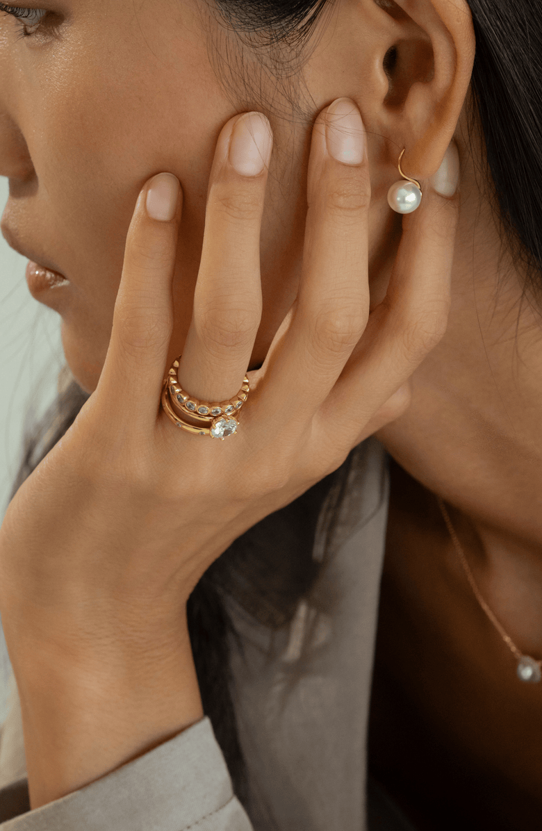 Bearfruit Jewelry 18K Gold Plated Sterling Silver Golden Gala Ring Trio Holiday Gift Idea, Alternate, color, Gold