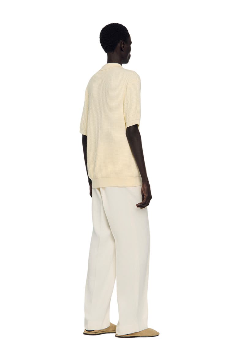 Waffle-texture cotton polo, Alternate, color, Butter cream
