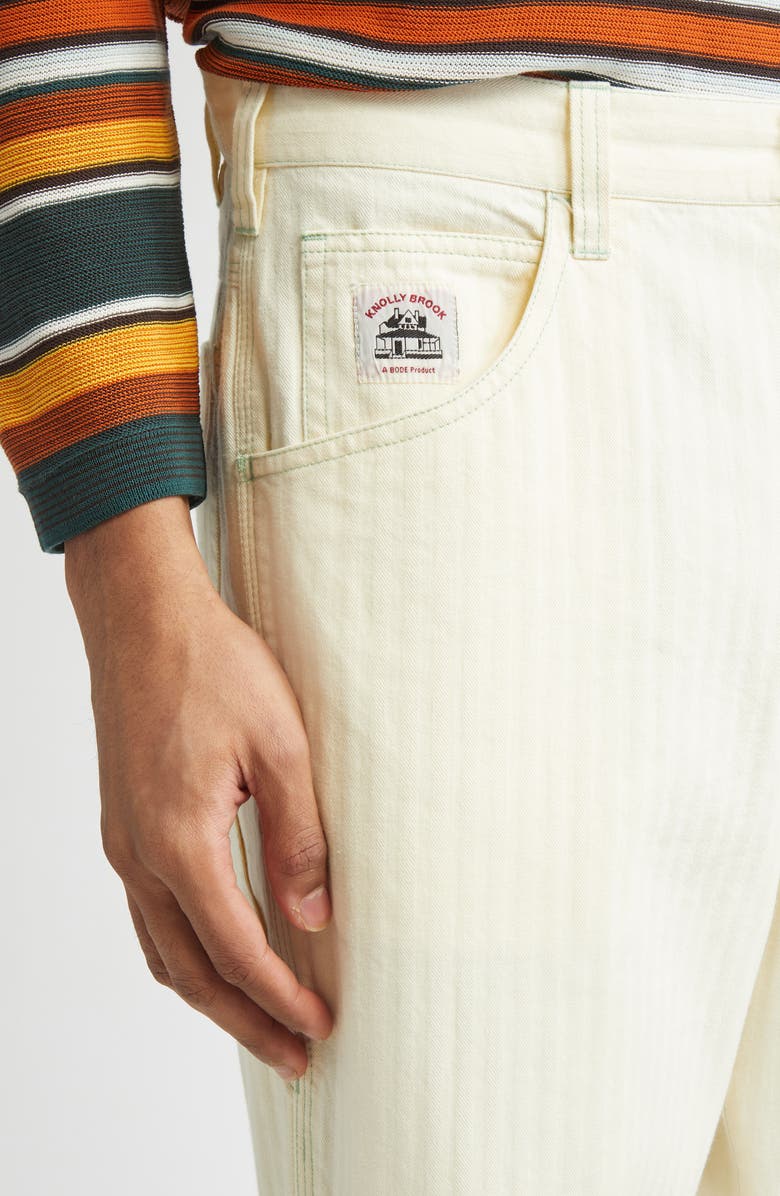 Bode Greenskeeper Knolly Brook Cotton Trousers, Alternate, color, Ivory