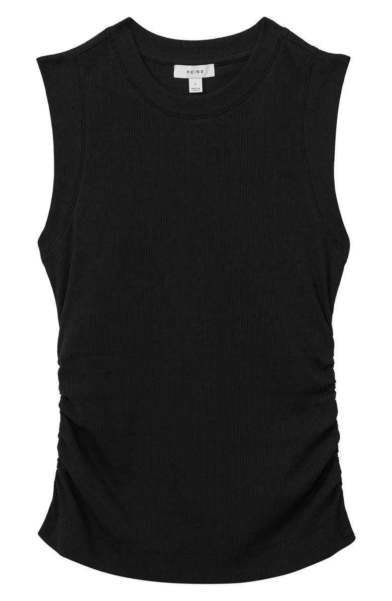 Reiss Trudy Ruched Rib Tank, Alternate, color, Black