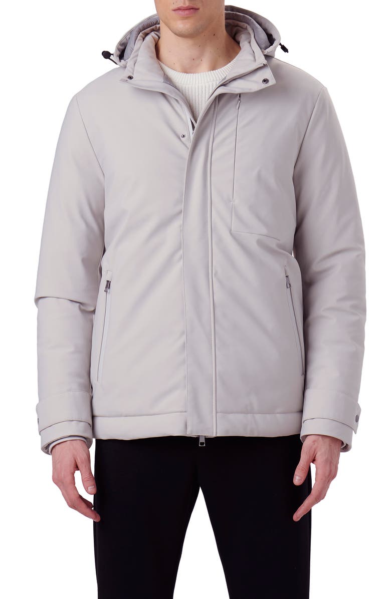 Bugatchi Full Zip Hooded Bomber Jacket, Main, color, 