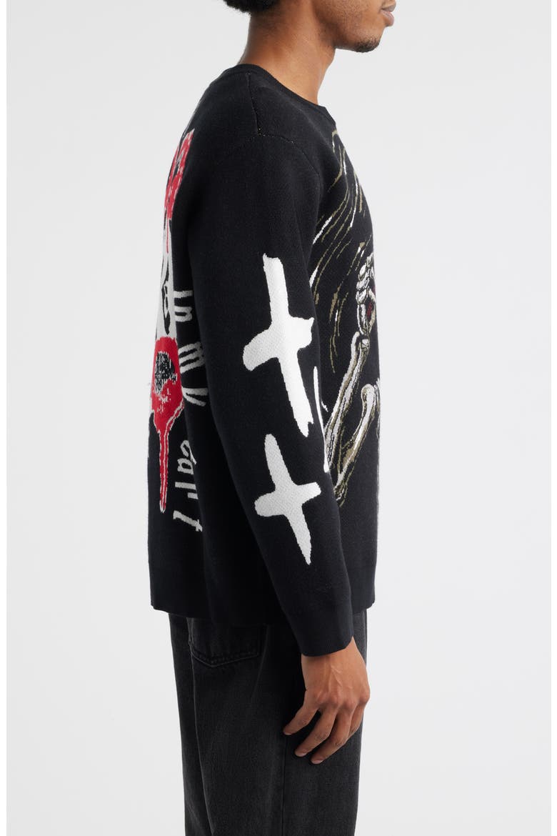 Flame Sweatshirt, Alternate, color, BLACK