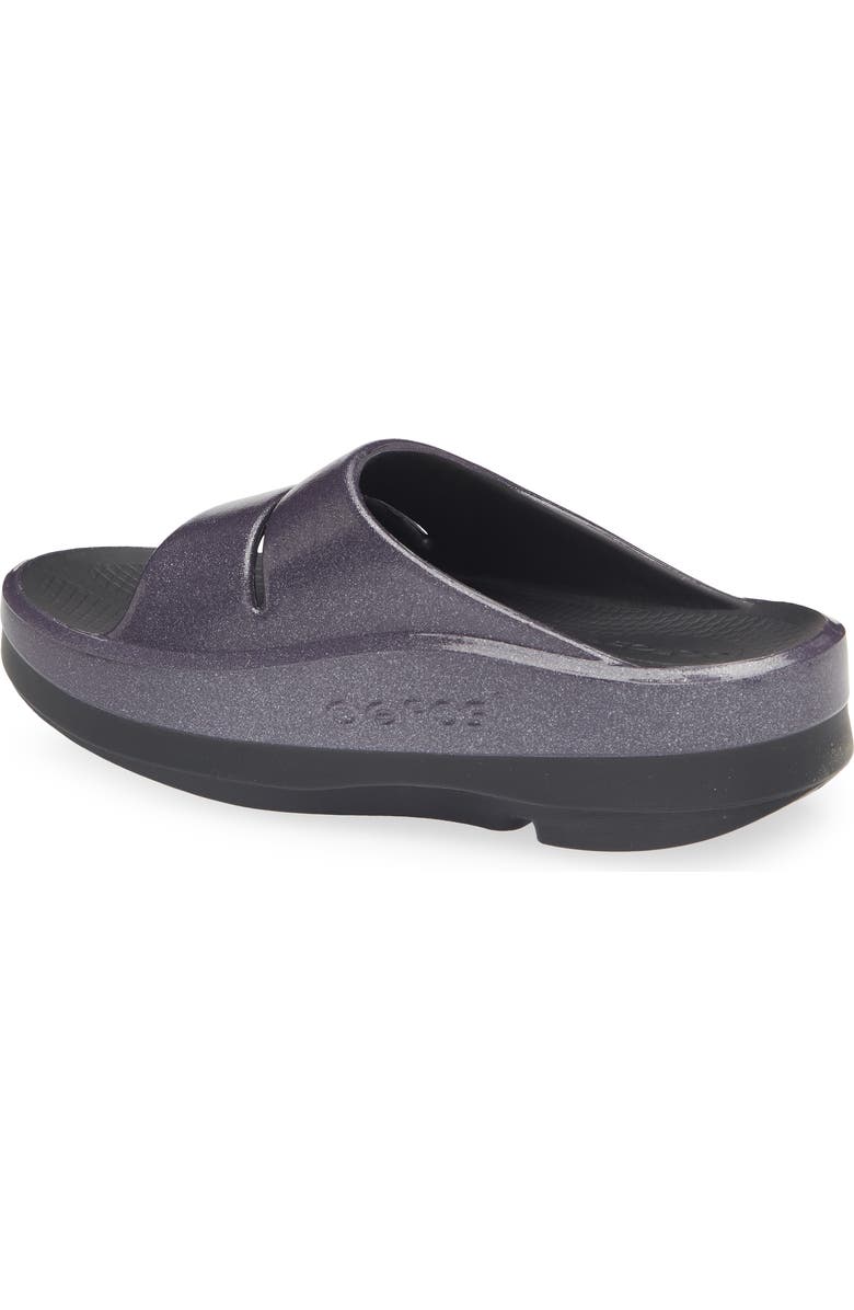 Oofos OOmega OOahh Slide Sandal, Alternate, color, Black/ Amethyst Sparkle