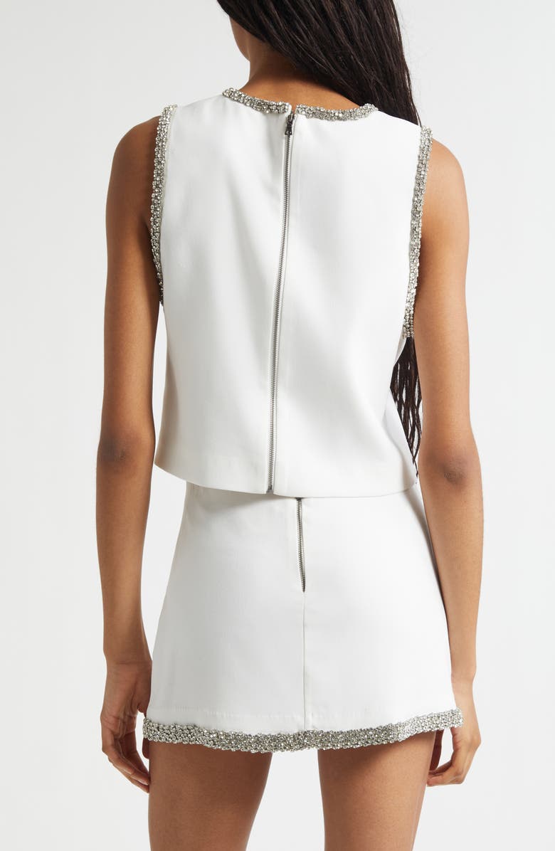 Alice + Olivia Amal Embellished Sleeveless Crop Top, Alternate, color, Off White