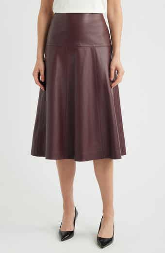 Sevani A-Line Leather Midi Skirt