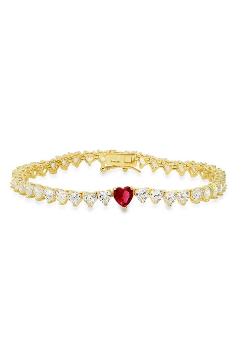 Sterling Silver CZ Heart Bracelet
