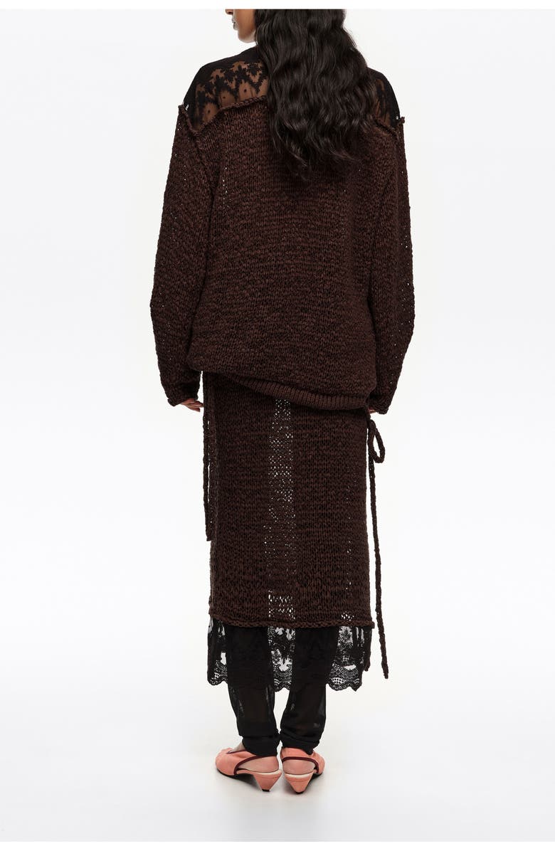 Bimba y Lola Lace Knit Skirt, Alternate, color, Dark Brown