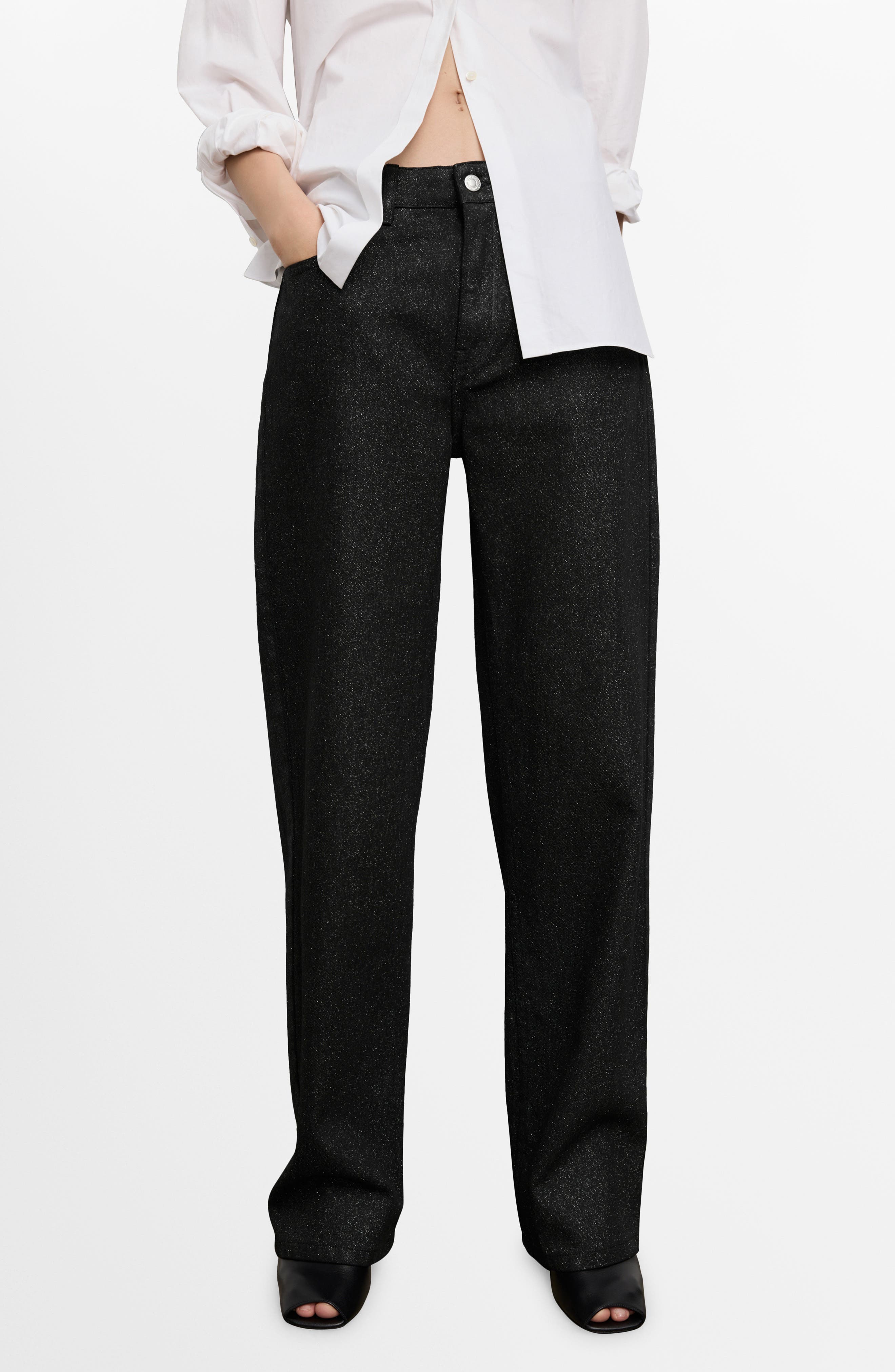 Metallic Straight Leg Jeans