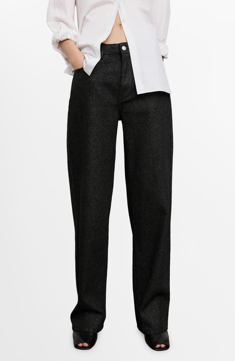 Metallic Straight Leg Jeans (Regular & Plus)