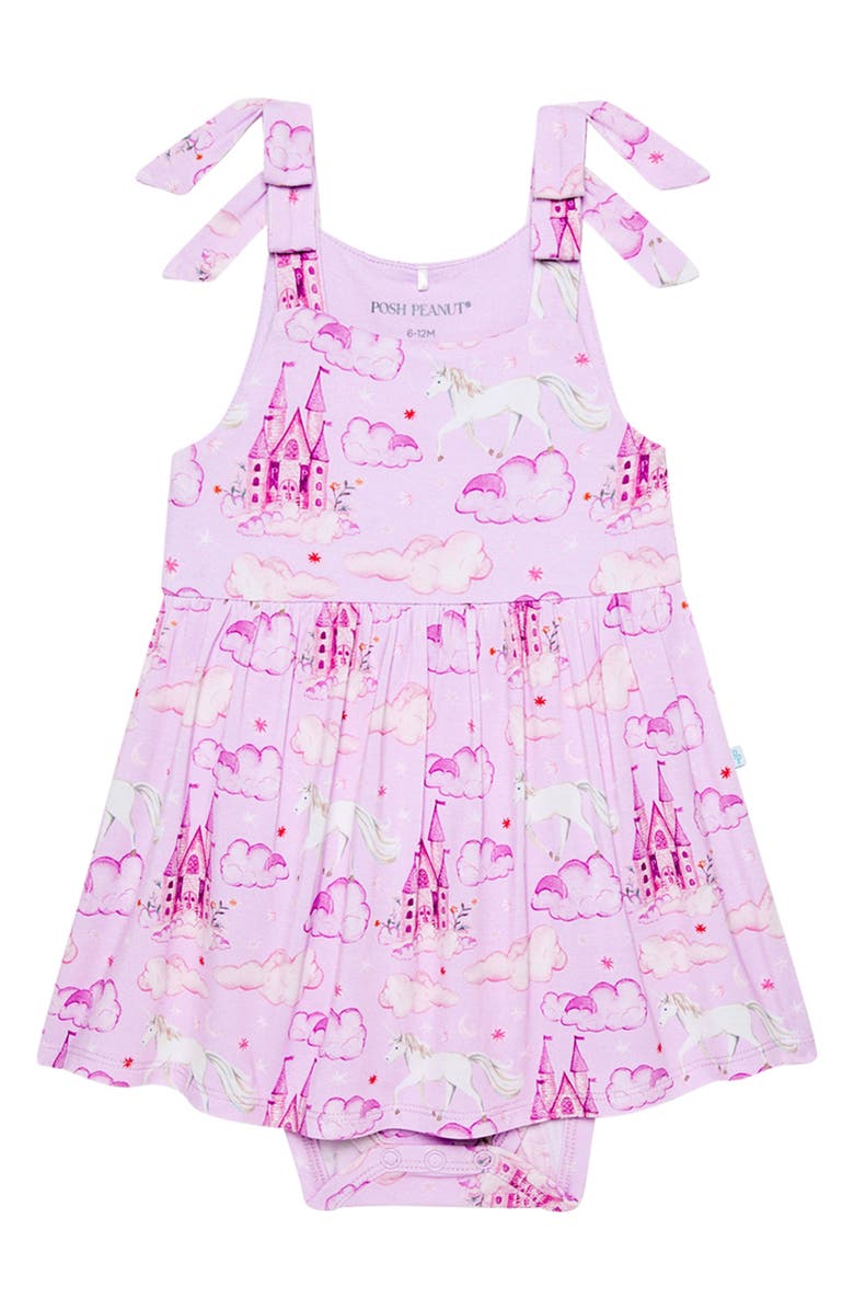 Posh Peanut Flutter Babydoll Skirted Bodysuit, Main, color, Pink