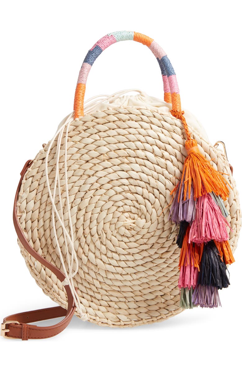 Nordstrom Joni Circular Raffia Tote, Main, color,